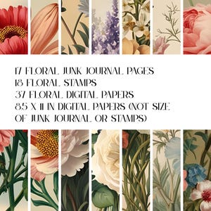 Vintage-Inspired Floral Junk Journal Kit - Perfect for Scrapbooking & Card Making