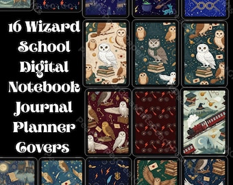 Zauberer Schule Digitales Notizbuch Journal Planer Cover