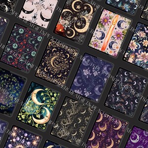 image of all 19 witchy digital notebook/planner covers to the right side