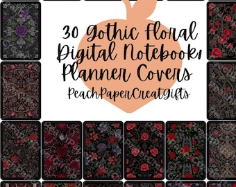 Gothic Floral digitale Notizbuch Cover | Dark Academia Kalender (PDF & PNG)