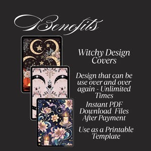 image of the benefits of buying the witchy digital notebook/planner covers