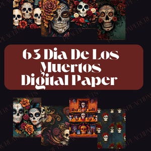 Día de los Muertos Digital Paper Pack – Colorful Skulls Scrapbooking Backgrounds – Instant Download