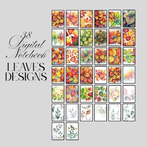 Digital Notebook Covers for GoodNotes-Aesthetic Leaves Design|Aesthetic iPad Planner & Journal Covers| Printable Template