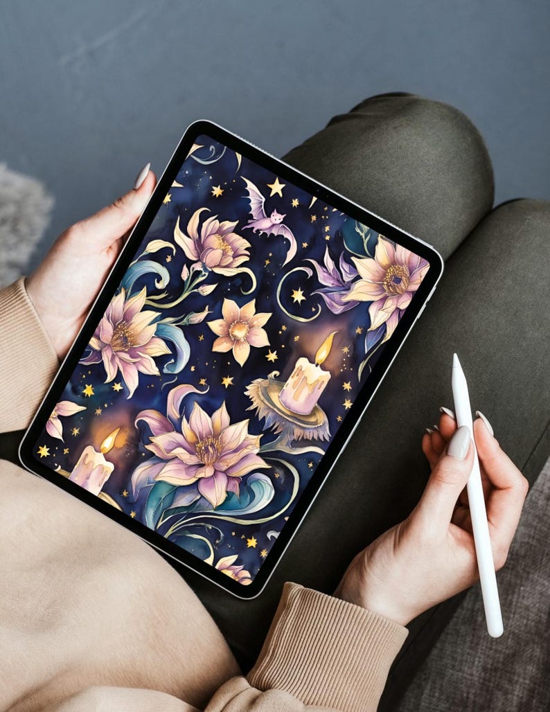 image of one of the witchy digital covers and how it looks on the ipad