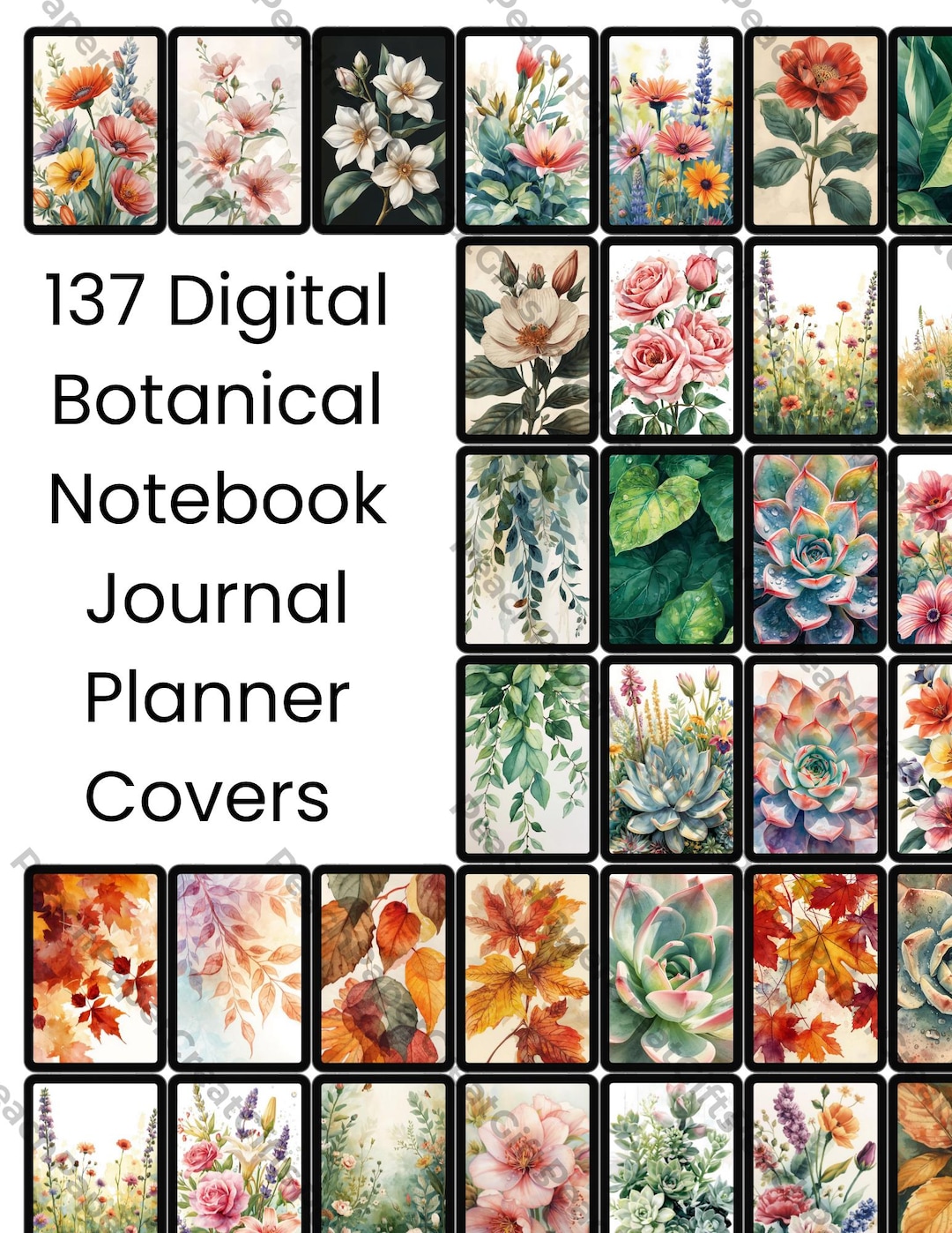 Botanical Digital Notebook Covers (digital Download) - Etsy
