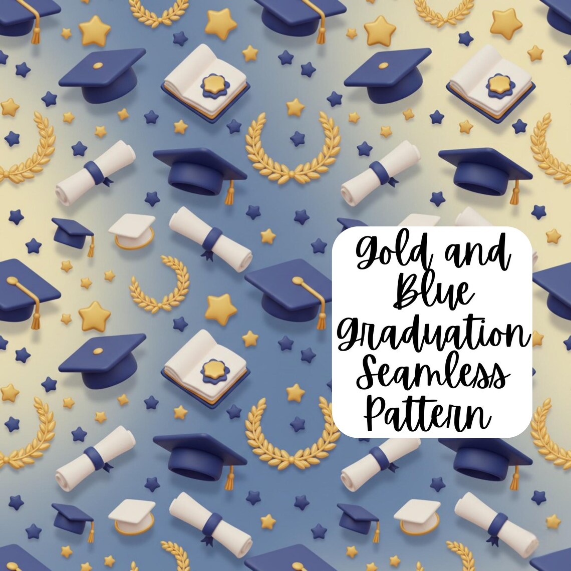 Graduation Element Pattern 3D Gold and Blue Graduation Seamless Pattern L Graduation Digital Paper ...