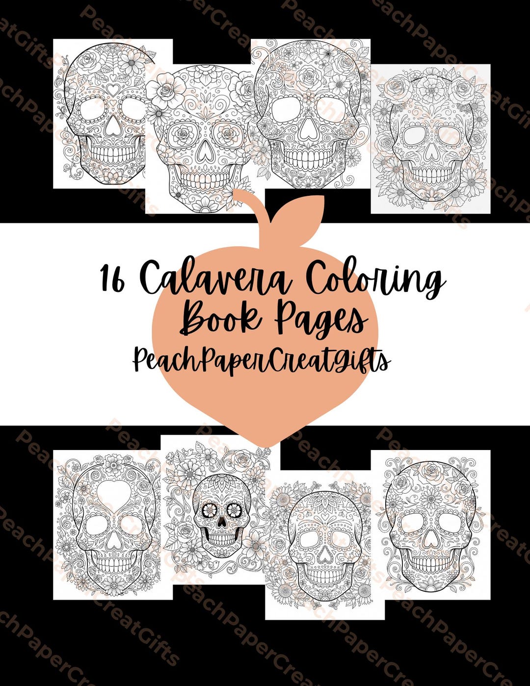 Sugar Skull Coloring Book Pages: Dia De Los Muertos Designs (digital ...