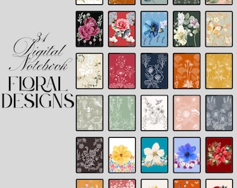 Floral Digital Notebook Covers: Botanical Designs (PDF)