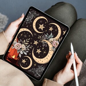image of one of the witchy digital notebook/planner covers and how it looks on the ipad