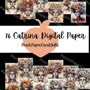 Catrina Digital Paperl Dia de los Muertos l Printable Paper