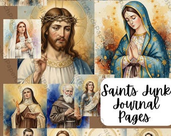 Catholic Saints Junk Journal Pages l Catholic Saint Digital Paper