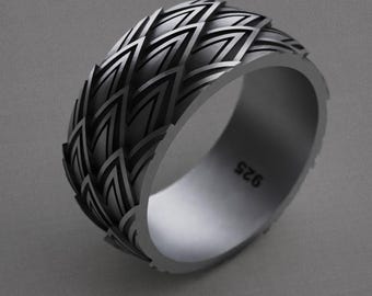 Dragon Scale Ring: 925 Sterling Silver Viking Band, Norse Jewelry