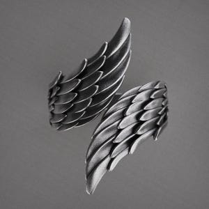 925 Sterling Silver Angel Wing Ring For Men And Women, Guardian Spiritual Feather Band Handmade Minimalist Jewelry Gift