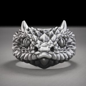 Sterling Silver Snake Head Ring For Men, 925 Silver Serpent Jewelry With Scales, Gothic Reptile Statement Ring, Handmade Gift Idea