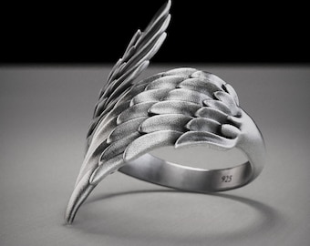 Anillo de alas de ángel en plata de ley 925: joyería de la guarda espiritual