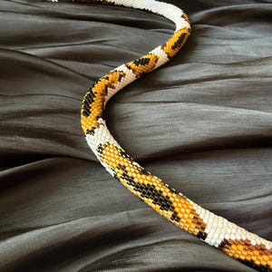 Royal Python Seed Beaded Necklace, Elegant Crochet Choker