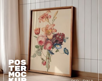 Vertical Frame Mockup DIN A Ratio, Frame Wall Art Mockup PSD Interior Wood Frame Mockup Digital Prints and Poster Shop Mockup