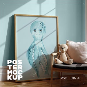 Maqueta de póster personalizable para guardería, maqueta de marco para habitación infantil, marco para sala de juegos infantil, plantilla de marco para póster DIN A2 A3, exhibición de arte lúdica