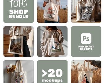 Tote Bag Mockups Bundle, Canva Tote Bag Mockup Store Bundle, Photorealistic Aesthetic Bag Mockup Bundle, Mock Ups for Printify & Printful