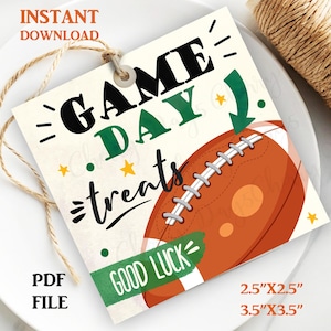 Football Game Day Tags, Football Treats Good Luck Gift Tag, Football Favor Tag, Football Printable Tags Instant Download PDF