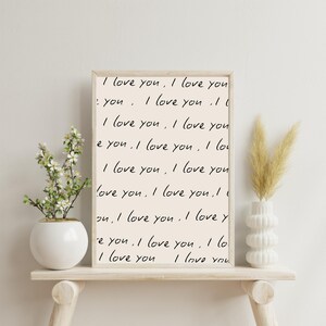 Ich liebe dich Digitaldruck | Minimalistische Liebe Wandkunst | Liebe Schlafzimmer Druck | Ich liebe Dich Poster | Typografie Plakat | A5 A4 A3 | DIGITALDRUCK