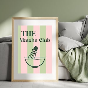 Matcha Club Print | Matcha Art | Match Club | Matcha Coffee | Kitchen Print | Pink and Green Print | Coffee | A5 A4 A3 | DIGITAL PRINT