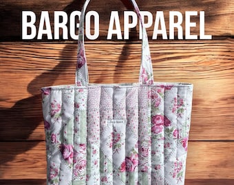 Handmade Floral Print Cotton Tote Bag – Quilted Design