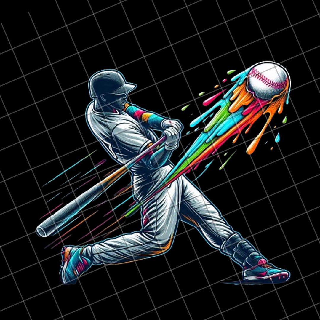 Baseball Player Drip PNG Design, Sports Sublimation, Printable Baseball ...