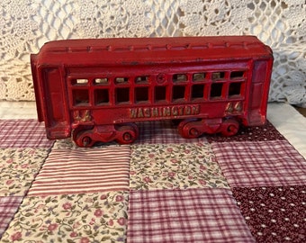 Vintage Cast Iron Train Car Red Train Car Washington 44 Train Car Birthday Gift Friendship Gift Christmas Gift Home Decor
