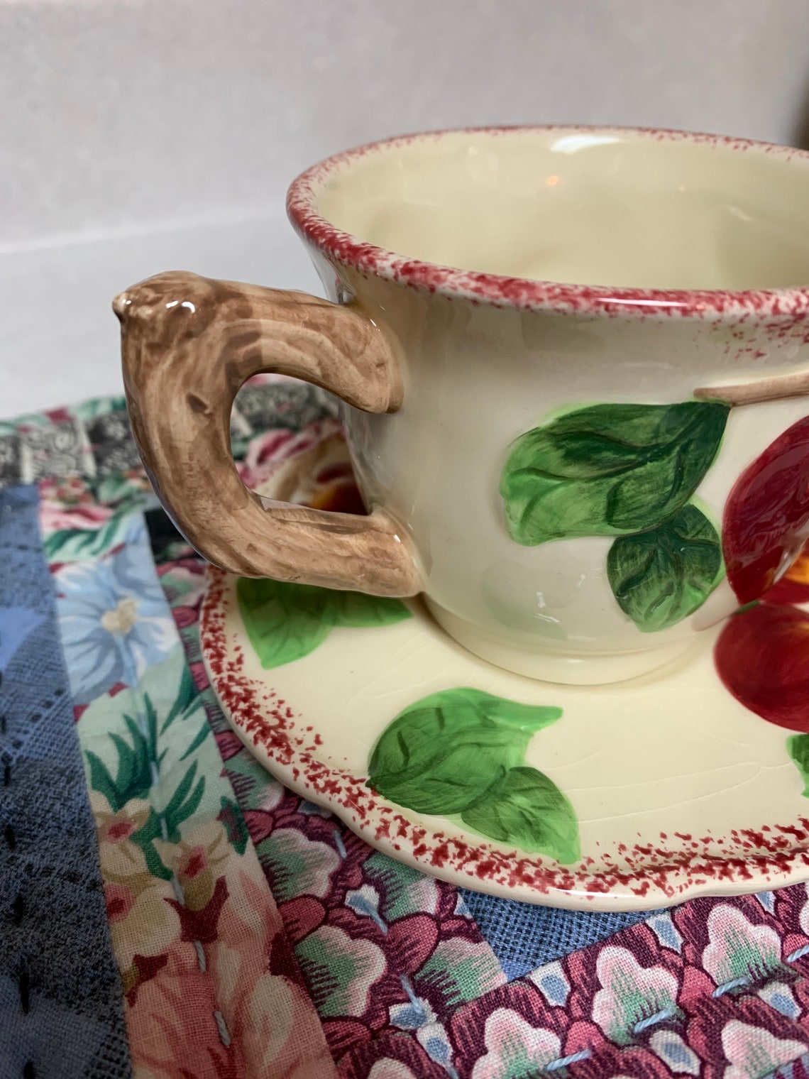 Vintage Cracker Barrel Apple Tea Cup 2 Piece Set Fall Tea Cup Etsy