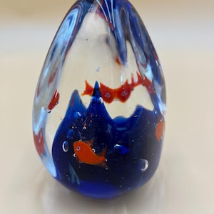 Teardrop Glass Paperweight: Orange Goldfish Ocean Theme