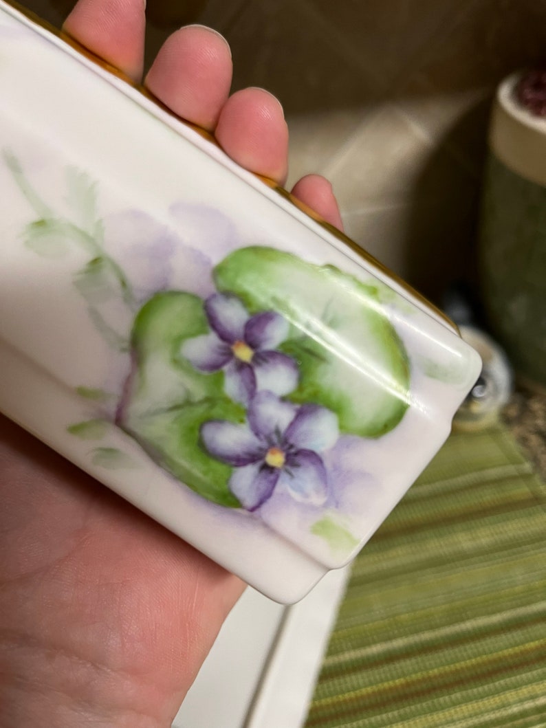 Vintage Hand Painted Butter Dish Violets Butter Dish Stick Etsy