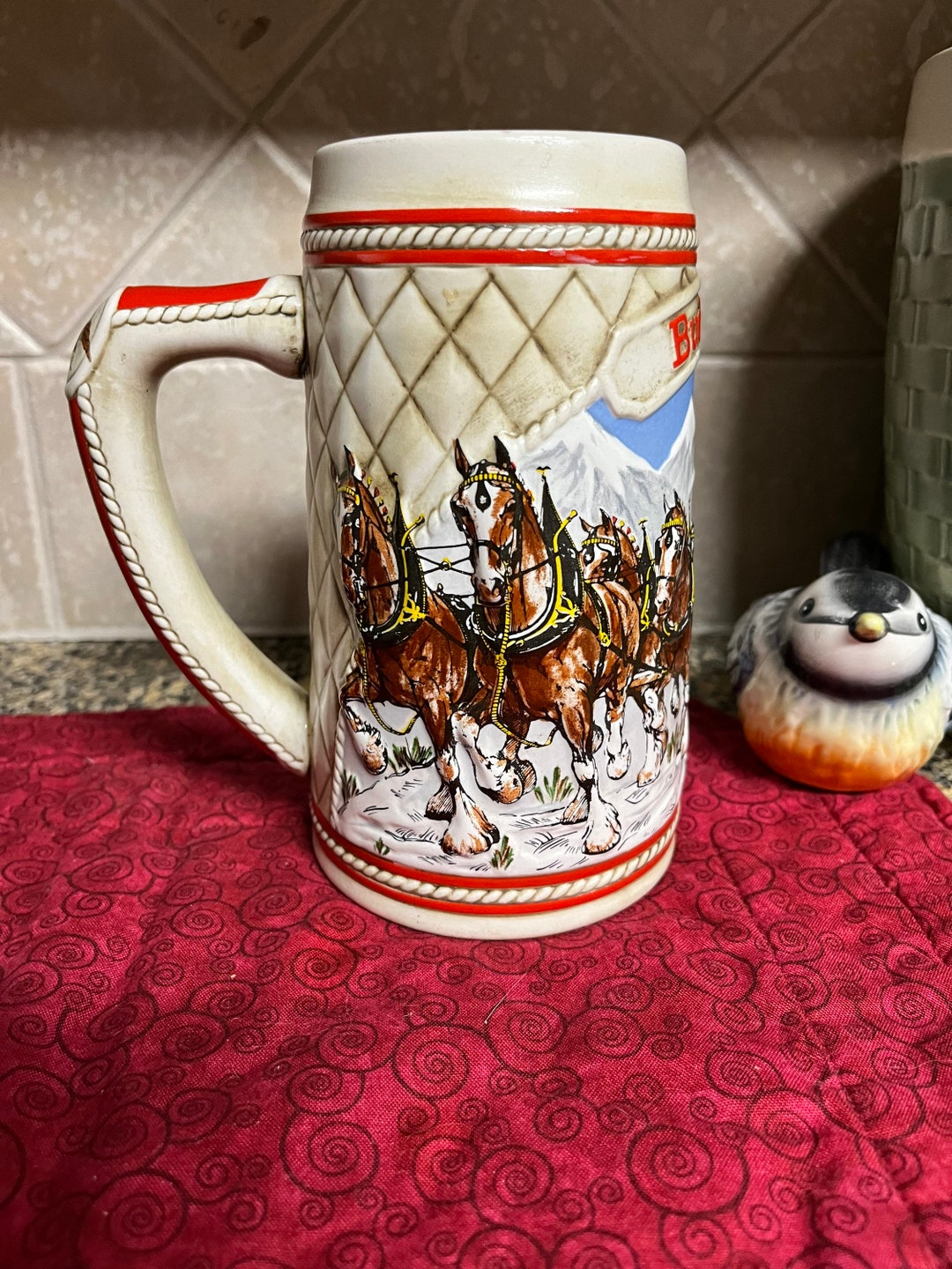 Vintage Budweiser Beer Stein Clydesdales on a Crisp Winters Etsy