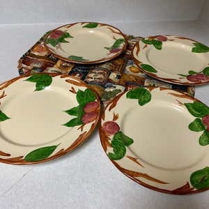 Vintage Apples Franciscan 4 Piece Set Luncheon Plates Vintage Dinnerware Replacement China Red Apple Plate