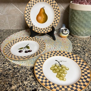 Vintage Block Country Orchard Dessert Plat Set 4 Pieces Salad Plate Friendship Gift Replacement Dinnerware Birthday Gift Housewarming Gift