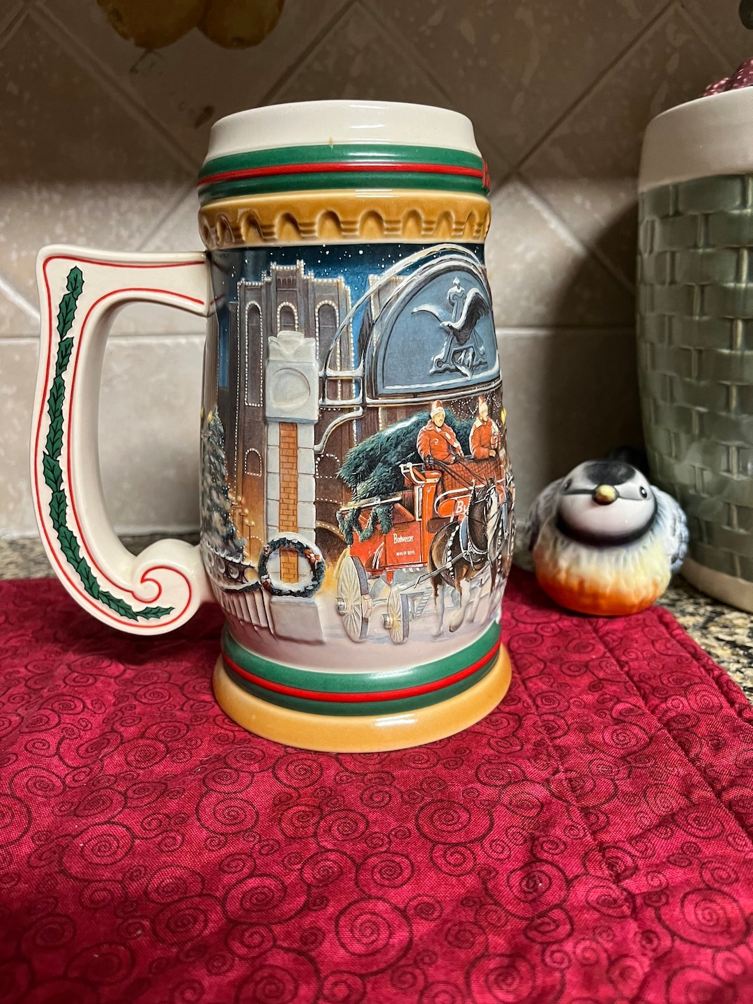 Vintage Budweiser Beer Stein Home for the Holidays Made in 1997 Man