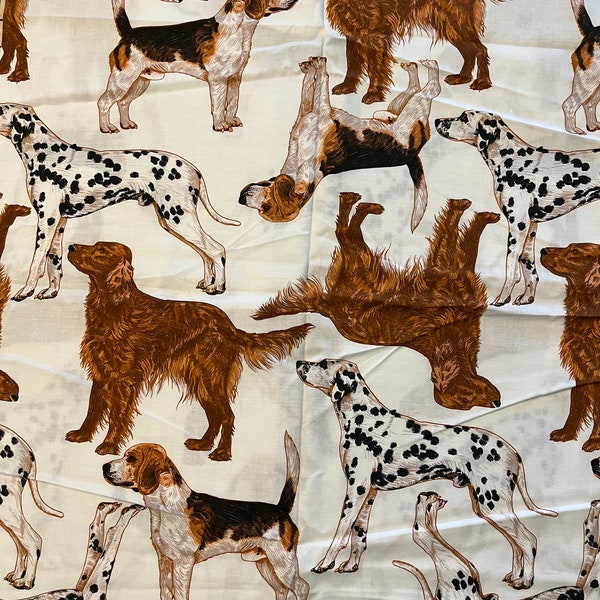 Vintage 1990 Joe Boxer Dog Fabric 1 7/8 Yards X 44 Wide Fabric Large Dog Fabric Sewing Fabric Craft Fabric Quilt Fabric Home Decor