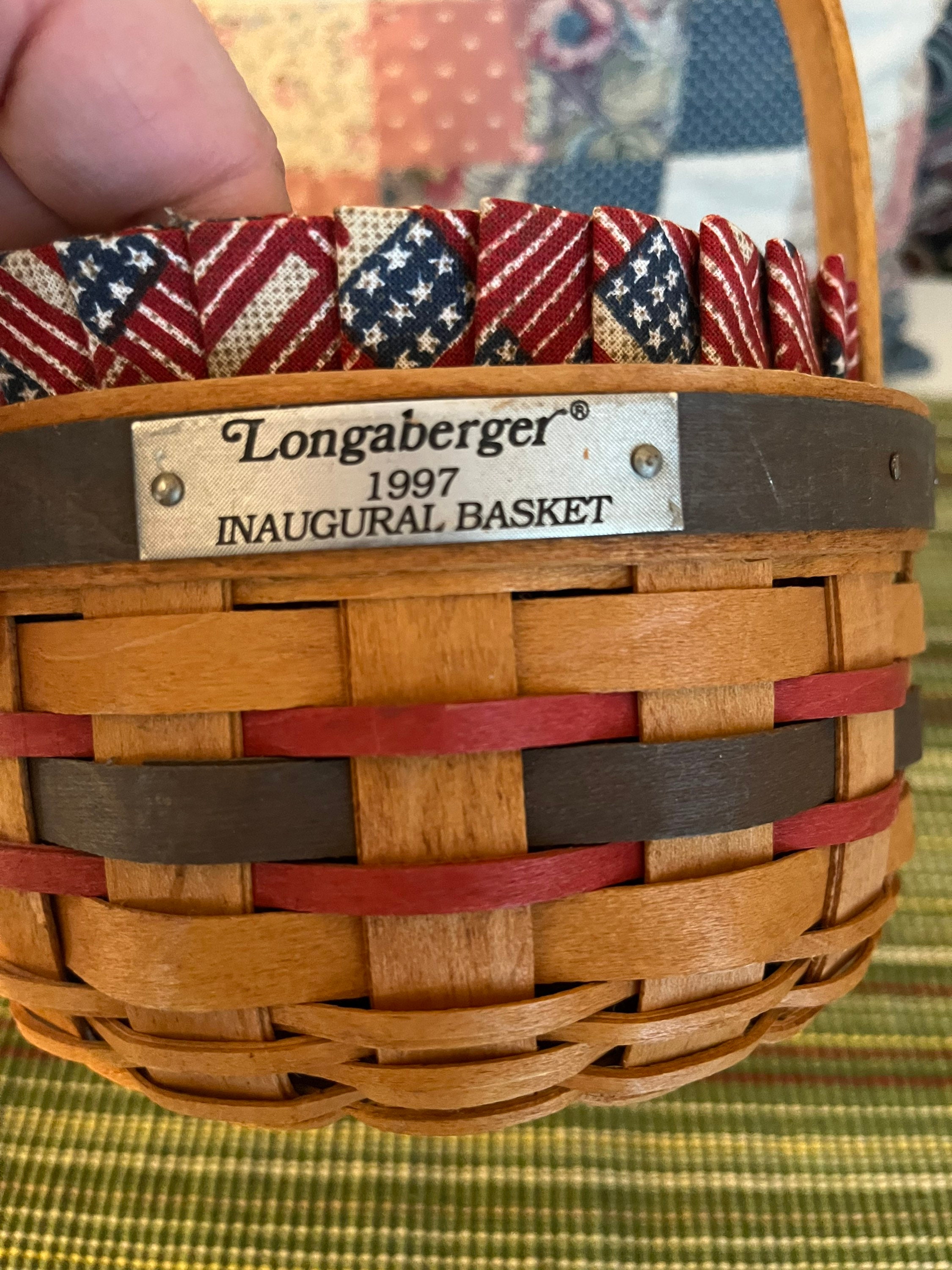 Vintage Longaberger Inaugural Basket Wooden Woven Basket Vintage Longaberger Inaugural Basket Wooden Woven Basket