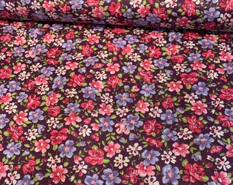 Fabric Purple Pink Floral Light Weight Woven Cotton Fabric Size 1 Yard X 44” Wide Fashion Fabric Quilt Fabric Craft Fabric Sewing Fabric
