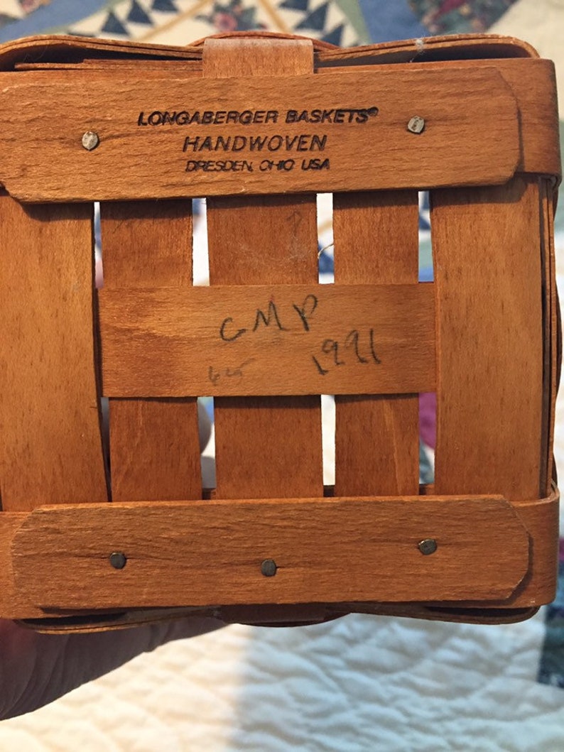Vintage Longeberger Small Wooden Basket With Handle Easter Basket Made in The USA Red Trim Basket
