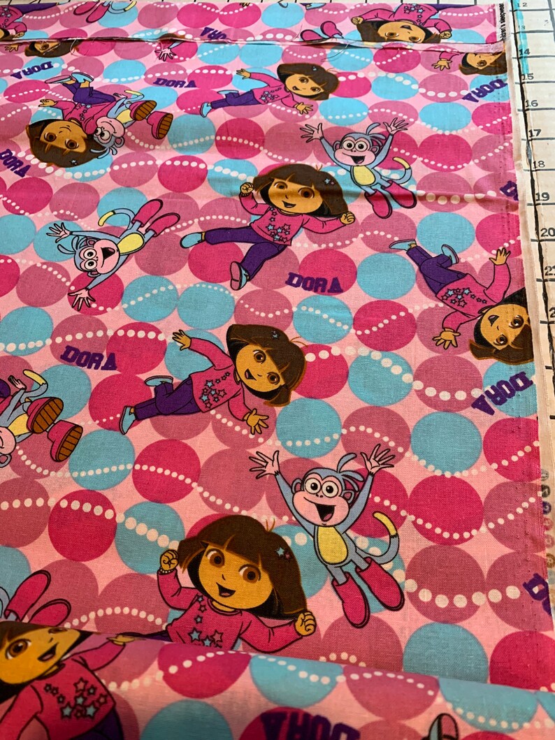 Fabric Dora The Explorer Pink with Dots Light Weight Woven | Etsy