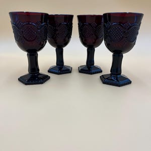 Vintage Avon Cape Cod Ruby Red Wine Glasses - 4 Piece Set