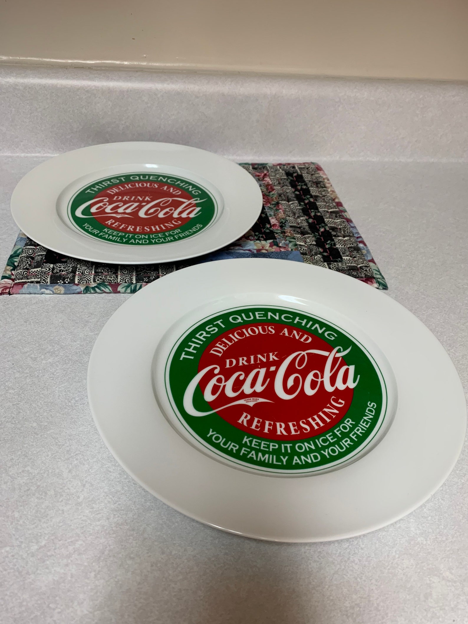 Vintage Coca Cola 2 Piece Dinner Plate Set Vintage Dinnerware Etsy