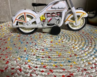 Vintage Xonex Reproduction Tin Toy Harley Davidson Motorcycle White Police Toy Motorcycle Friendship Gift Birthday Gift Christmas Gift