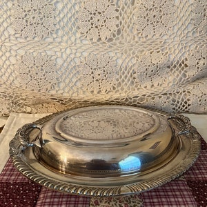 Vintage Silver Plated Serving Bowl with Lid: Rope Edge Dinnerware