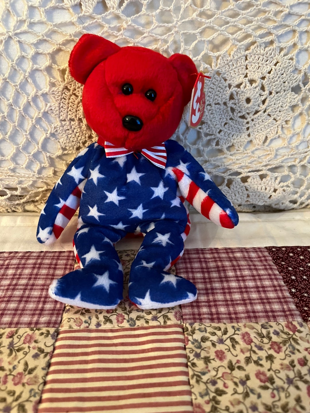 Vintage TY Beanie Baby Liberty Plush Teddy Bear Plush Bear Toy Friendship Gift Birthday Gift
