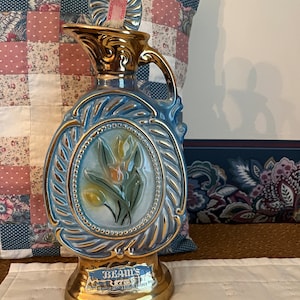 Vintage Jim Beam Whiskey Decanter Yellow Tulips Whiskey Decanter Birthday Gift Friendship Gift Christmas Gift New Years Gift