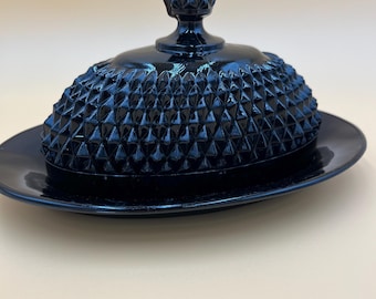 Butter Dish Tiara Cameo Black Diamond Point Butter Dish Black Glass Butter Dish Wedding Gift Christmas Gift Housewarming Gift