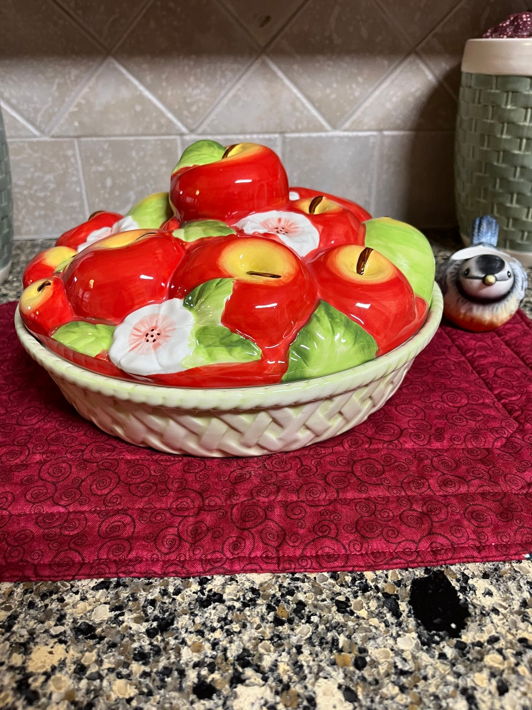 Vintage Cracker Barrel Apple Pie Plate Red Apple Pie Plate Wedding Gift