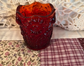 Vintage Flowee and Vine Red Votive Candle Holder Home Decor Housewarming Gift Birthday Gift Christmas Gift Valentines Gift Office Gift